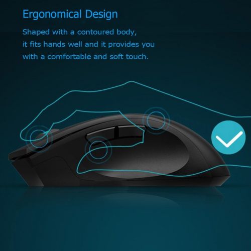  [아마존베스트]Granvela Noiseless Wireless Mouse,Forter i720 Erognomic Right-handed Design Wireless Silent Gaming Mouse For Windows and MAC - Black