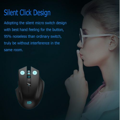  [아마존베스트]Granvela Noiseless Wireless Mouse,Forter i720 Erognomic Right-handed Design Wireless Silent Gaming Mouse For Windows and MAC - Black