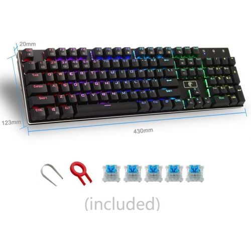  Granvela MechanicalEagle Z-88 104 Keys Mechanical Gaming Keyboard with 9-Mode RGB Backlit and Blue Switches,DIY-Replaceable Switches - Black