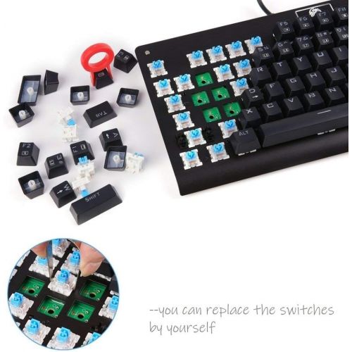  Granvela MechanicalEagle Z-88 104 Keys Mechanical Gaming Keyboard with 9-Mode RGB Backlit and Blue Switches,DIY-Replaceable Switches - Black