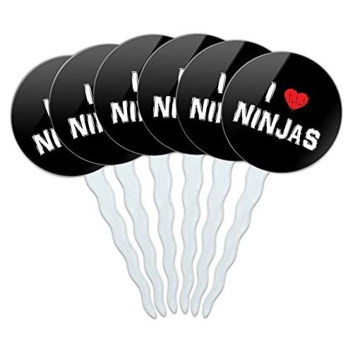  Graphics and More Set of 6 Cupcake Picks Toppers Decoration I Love Heart - Ninjas Stylish