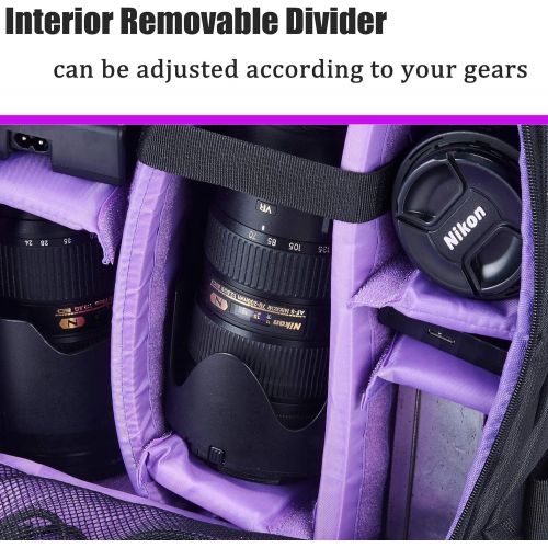  G-raphy Camera Bag with Rain Cover Small Type for DSLR Cameras , Lenses, Tripod and Accessories (Purple, Small)