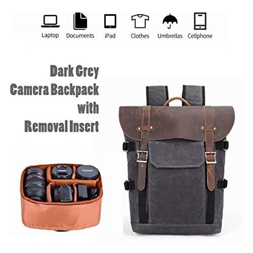  G-raphy Camera Backpack Waterproof DSLR SLR Backpack with Removal Insert Case for Outdoor Travel Hiking etc (Dark Gray)