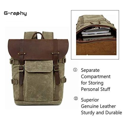  G-raphy Camera Backpack Waterproof DSLR SLR Backpack with Removal Insert Case for Outdoor Travel Hiking etc (Khaki)