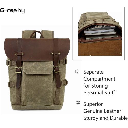  G-raphy Camera Backpack Waterproof DSLR SLR Backpack with Removal Insert Case for Outdoor Travel Hiking etc (Khaki)