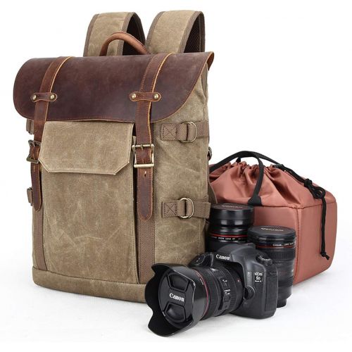  G-raphy Camera Backpack Waterproof DSLR SLR Backpack with Removal Insert Case for Outdoor Travel Hiking etc (Khaki)