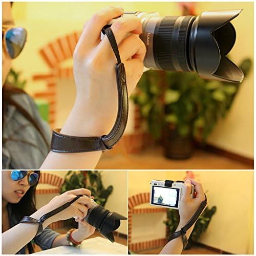  G-raphy Leather Camera Strap Dslr SLR Wrist Strap for Mirrorless, Point & Shoot and Pro DSLR cameras (Coffee)