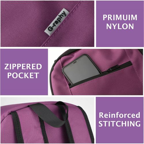  G-raphy Camera Backpack Photography Backpack 14 x 10 x 5 for women with Raincover and Tablet Compartment (Purple)