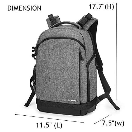  G-raphy Professional Camera Backpack Waterproof for Nikon, Canon,Panasonic,Sony etc (Grey)