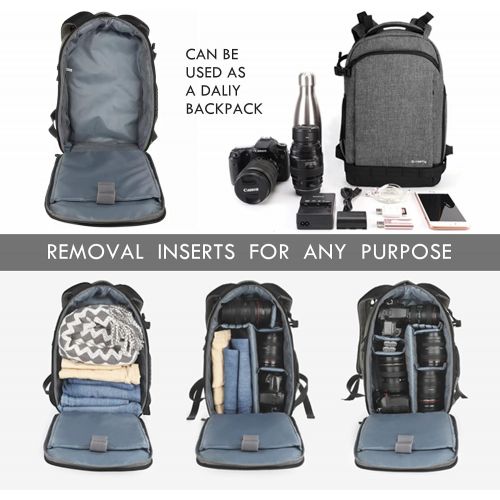  G-raphy Professional Camera Backpack Waterproof for Nikon, Canon,Panasonic,Sony etc (Grey)