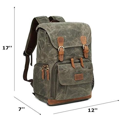  G-raphy Camera Backpack Canvas SLR DSLR Camera Bag Backpack Large Capacity Waterproof Anti-Shock Backpack Hiking for Canon Nikon Fuji and Other Cameras Laptop Ipad, Khaiki