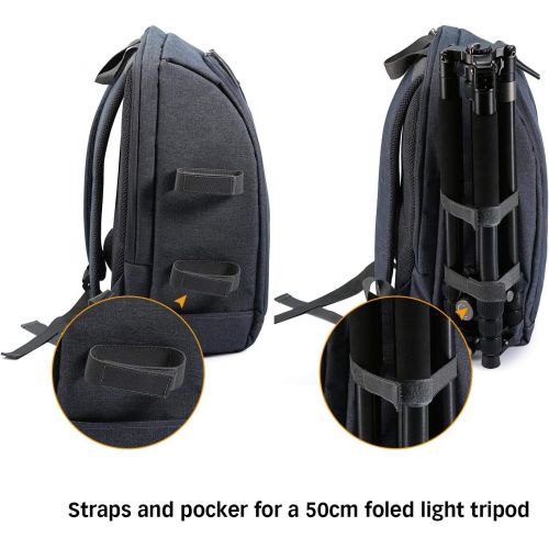  G-raphy Camera Backpack Photography DSLR Camera Bag Waterproof with Laptop Compartment/Tripod Holder for Dslr slr Cameras (Khaki)
