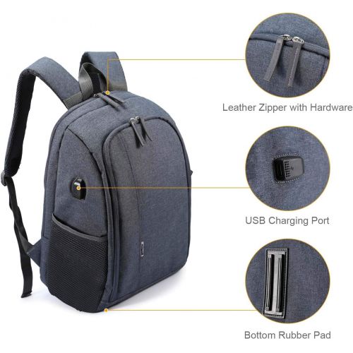  G-raphy Camera Backpack Photography DSLR Camera Bag Waterproof with Laptop Compartment/Tripod Holder for Dslr slr Cameras (Khaki)