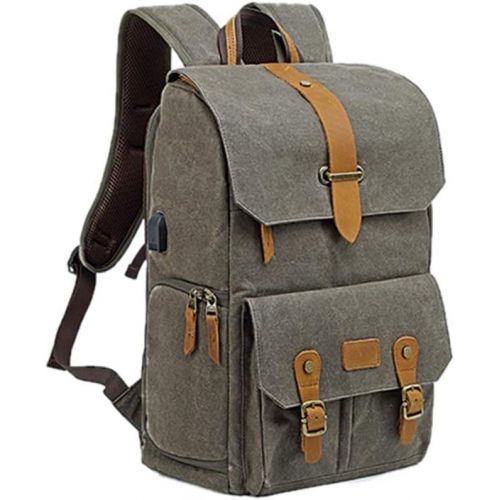  Camera Backpack Retro Style Photography Bag by G-raphy for DSLR Cameras,15.6 laptop, Tripods (Army Green)