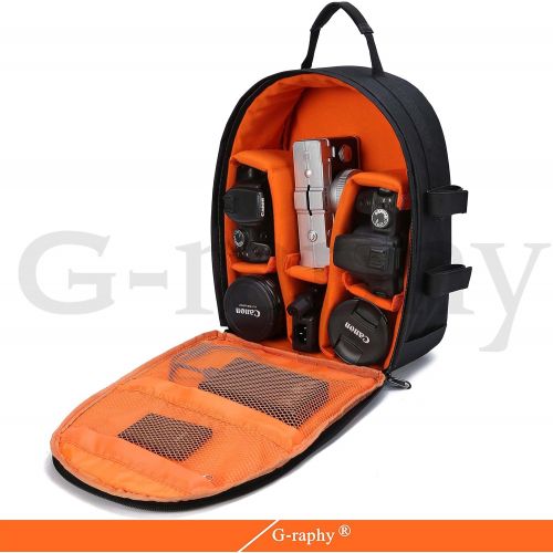  G-raphy DSLR Camera Backpack Camera Bag Women in Orange Interior for Canon, Nikon,Panasonic,Sony, Lenses,Tripods and Other Accessories