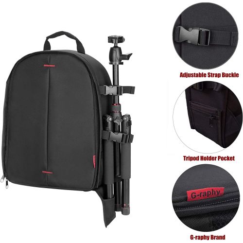  G-raphy Camera Backpack Large Capacity 16 X 12 X 6 with Tripod Holder for Cameras ,Lenses, Flashes and other Accessories