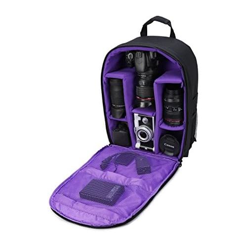  G-raphy Camera Bag Camera Backpack Waterproof 16 X 13 X 5 with Rain Cover for DSLR Cameras , Lens, Tripod and Accessories (Purple, Large)