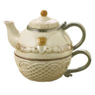 Grasslands Road 461537-X Celtic 16-Ounce Claddagh Stacking Tea for One Teapot with Teacup, Gift Boxed, Silver