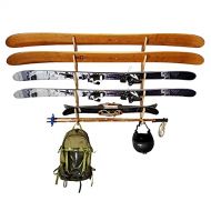 Grassracks Bamboo or Birch Wood Horizontal Wall-Mounted Ski Storage Rack - The Hallsteiner Series (Between 1-5 Pairs of Skis)… (Birch - 5 Pairs of Skis)