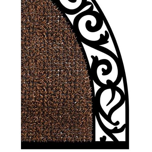  Grassworx GrassWorx Clean Machine Wrought Iron Half Moon Plant Life Doormat, 24 x 36, Coffee Bean (10374072)