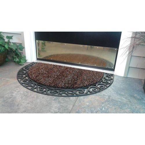  Grassworx GrassWorx Clean Machine Wrought Iron Half Moon Plant Life Doormat, 24 x 36, Coffee Bean (10374072)