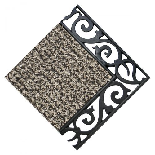  Grassworx GrassWorx Clean Machine Wrought Iron Stems and Leaves Doormat, 24 x 36, Earth Taupe (10374069)