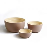 Bamboo Bowls Set of 3, Bamboo Mixing Bowls, by Gratefully Kitchenware, Sandcastle Brown, Handcrafted Spun Bambooware, Fruit Bowls, Display Bowls, Salad Bowls, Jumbo Large Tub, Larg