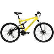 2018 Gravity FSX 1.0 Dual Full Suspension Mountain Bike with Disc Brakes, Shimano Shifting, Aluminum Frame (Yellow, 21in)