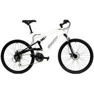 2018 Gravity FSX 1.0 Dual Full Suspension Mountain Bike with Disc Brakes, Shimano Shifting (White, 19in)