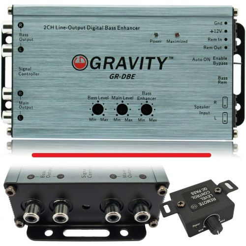  [아마존베스트]Gravity GR-DBE Two Channel Line-Output Converter 400 Watts Signal/CH with Digital Bass Enchancer with Knob/Dual Amplifier / 9.5 Volt Pre-Amp Outs/Level Matching Controls