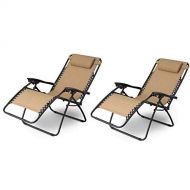 ZOFFYAL Folding Zero Gravity Chair,Patio Chaise Lounges,Outdoor Lounge Patio Chairs,Utility Tray Adjustable Folding Recliner for Deck,Patio,Beach,Yard/Set of 2