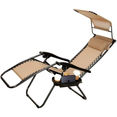  Gravity 2 x Folding Armchair Beach Deck Chair Recliner Lounge Chaise-Longue for Picnic Pool Hiking Fishing Camping Outdoor Stool