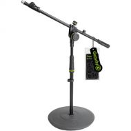 Gravity Stands Short Microphone Stand with Round Base and 2-Point Adjustment Telescoping Boom (Black)