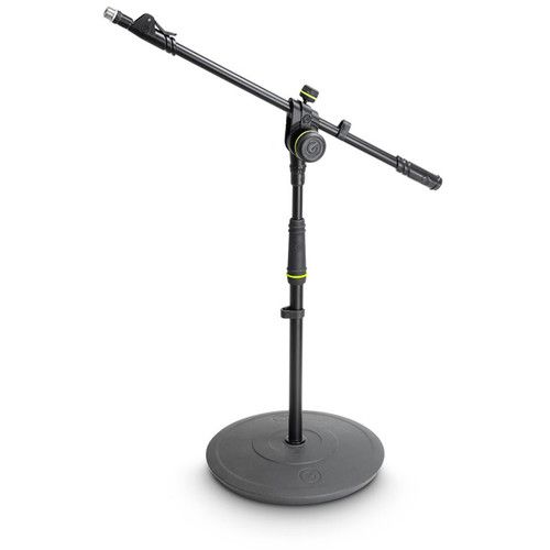  Gravity Stands Short Microphone Stand with Round Base and 2-Point Adjustment Telescoping Boom (Black)