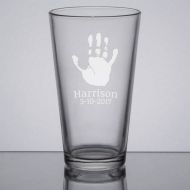 GrayFoxTradingCo Custom Handprint Pint Glass, New Parent Gift, Baby Handprint, Baby Footprint, Personalized Beer Glass, Newborn Gift, Etched, Christmas Gift