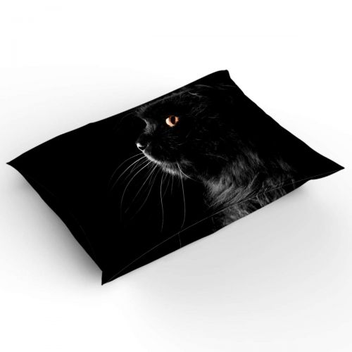  GreaBen 4 Pieces Duvet Cover Set Comfort Bed Sheet Set for Girls Boys,Black 3D Cat Face Animal Pattern Bedding Sets for Women Men,Include 1 Duvet Cover + 1 Bed Sheets + 2 Pillow Ca