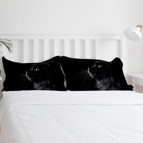  GreaBen 4 Pieces Duvet Cover Set Comfort Bed Sheet Set for Girls Boys,Black 3D Cat Face Animal Pattern Bedding Sets for Women Men,Include 1 Duvet Cover + 1 Bed Sheets + 2 Pillow Ca