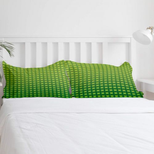  GreaBen 4 Pieces Duvet Cover Set Comfort Bed Sheet Set for Girls Boys,Green Lattice Geometric Pattern Bedding Sets for Women Men,Include 1 Duvet Cover + 1 Bed Sheets + 2 Pillow Cas