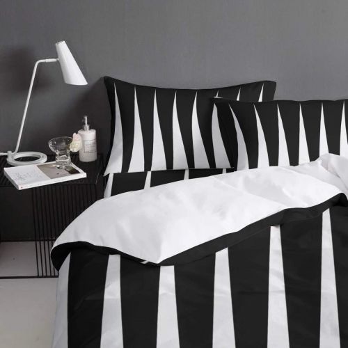  GreaBen 4 Pieces Duvet Cover Set Comfort Bed Sheet Set for Girls Boys,Simple Triangle Prints Black and White Bedding Sets for Women Men,Include 1 Duvet Cover + 1 Bed Sheets + 2 Pil