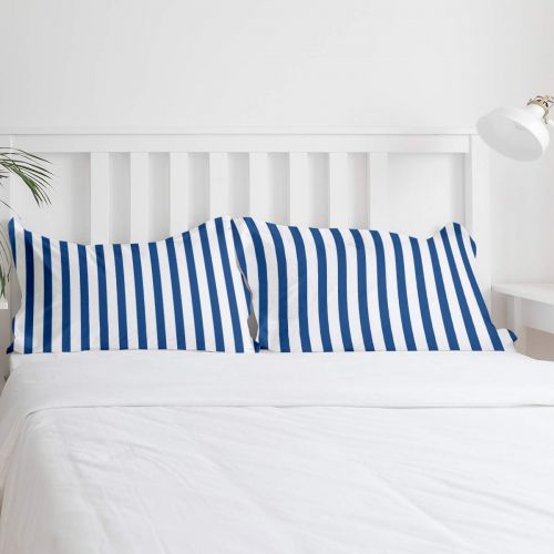  GreaBen 4 Pieces Duvet Cover Set Comfort Bed Sheet Set for Girls Boys,Stripe Pattern Blue and White Bedding Sets for Women Men,Include 1 Duvet Cover + 1 Bed Sheets + 2 Pillow Case