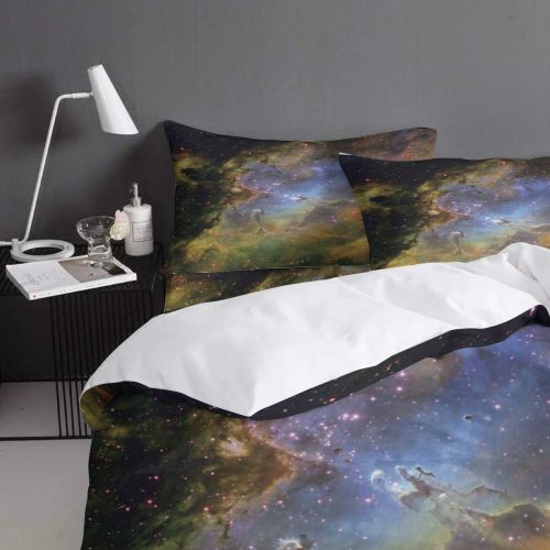  GreaBen 4 Pieces Duvet Cover Set Comfort Bed Sheet Set for Girls Boys,Cool 3D Galaxy Universe Pattern Bedding Sets for Women Men,Include 1 Duvet Cover + 1 Bed Sheets + 2 Pillow Cas