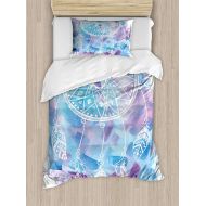 GreaBen Full Bedding Sets for Boys,Feather Duvet Cover Set,Abstract Dream Catcher with Watercolor Background Artistic Brushstrokes,1 Flat Sheet 1 Fitted Sheet and 2 Pillow Cases,Pa