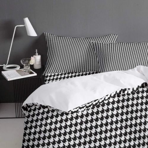  GreaBen 4 Pieces Duvet Cover Set Comfort Bed Sheet Set for Girls Boys,Classic Houndstooth Pattern Bedding Sets for Women Men,Include 1 Duvet Cover + 1 Bed Sheets + 2 Pillow Case Fu