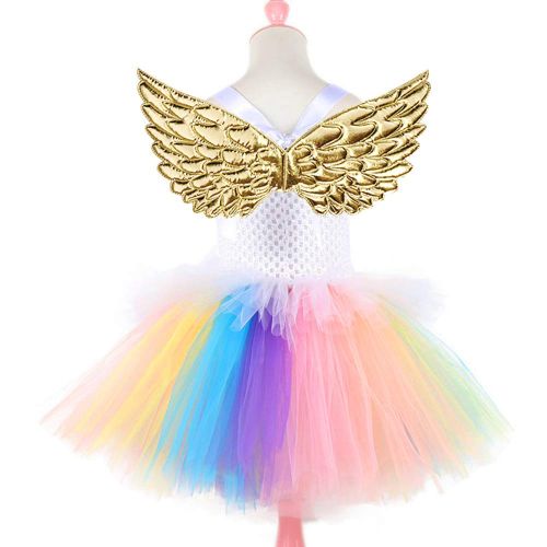  GreaSmart Baby Girls Rainbow Unicorn Dress with Wings LED Headband for Birthday Party Flower Princess Tutu