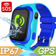 GreaSmart Kids Smart Watch Phone for Girls Boys - IP67 Waterproof GPS Tracker Locator Touch Camera Games SOS Outdoor Digital Wrist Cellphone Watch Bracelet for Holiday Birthday Gifts (Blue)