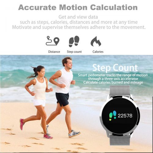  GreaSmart Smart Watch Waterproof for Women Men, Fitness Tracker with Heart Rate Blood Pressure Sleep Monitor Pedometer Game Wearable Activity Tracker Wristband for Holiday Birthday Gifts (Bl