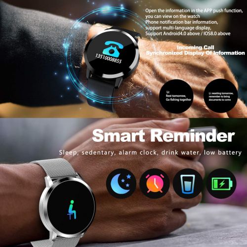  GreaSmart Smart Watch Waterproof for Women Men, Fitness Tracker with Heart Rate Blood Pressure Sleep Monitor Pedometer Game Wearable Activity Tracker Wristband for Holiday Birthday Gifts (Bl