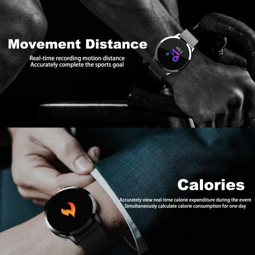  GreaSmart Smart Watch Waterproof for Women Men, Fitness Tracker with Heart Rate Blood Pressure Sleep Monitor Pedometer Game Wearable Activity Tracker Wristband for Holiday Birthday Gifts (Bl