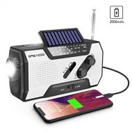 [아마존베스트]Greadio Emergency Weather Solar Crank AM/FM NOAA Radio with Portable 2000mAh Power Bank, Bright Flashlight and Reading Lamp for Household Emergency and Outdoor Survival