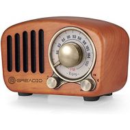 Vintage Radio Retro Bluetooth Speaker- Greadio Cherry Wooden FM Radio with Old Fashioned Classic Style, Strong Bass Enhancement, Loud Volume, Bluetooth 4.2 Wireless Connection, TF